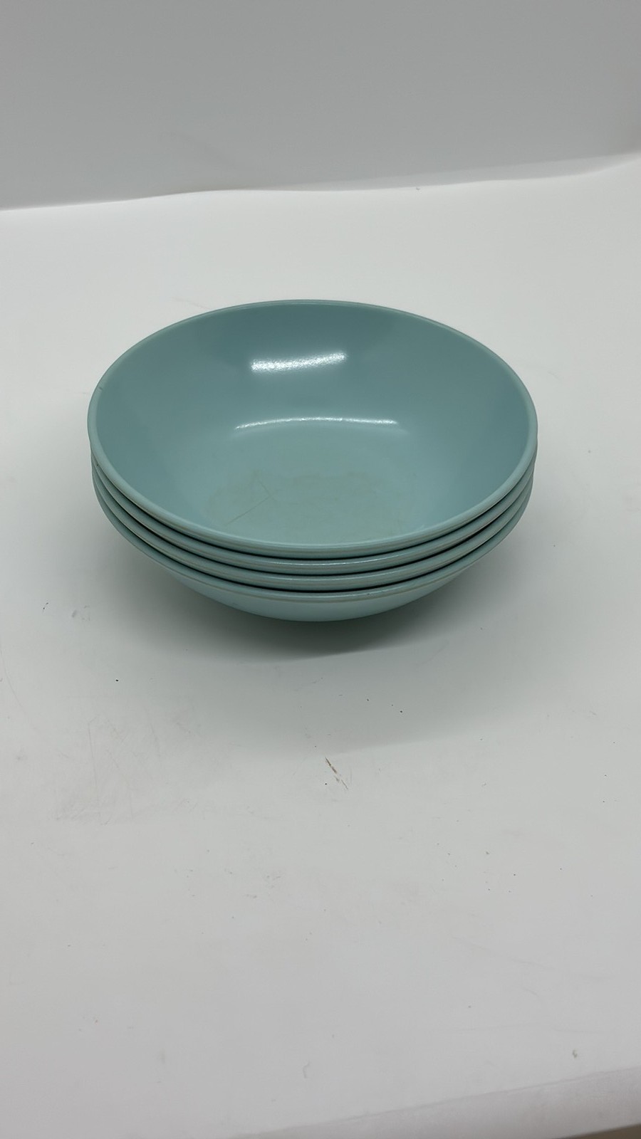 Set of 4 Vintage Roymac Melmac by Royalon Aqua Blue Bowls Model 508