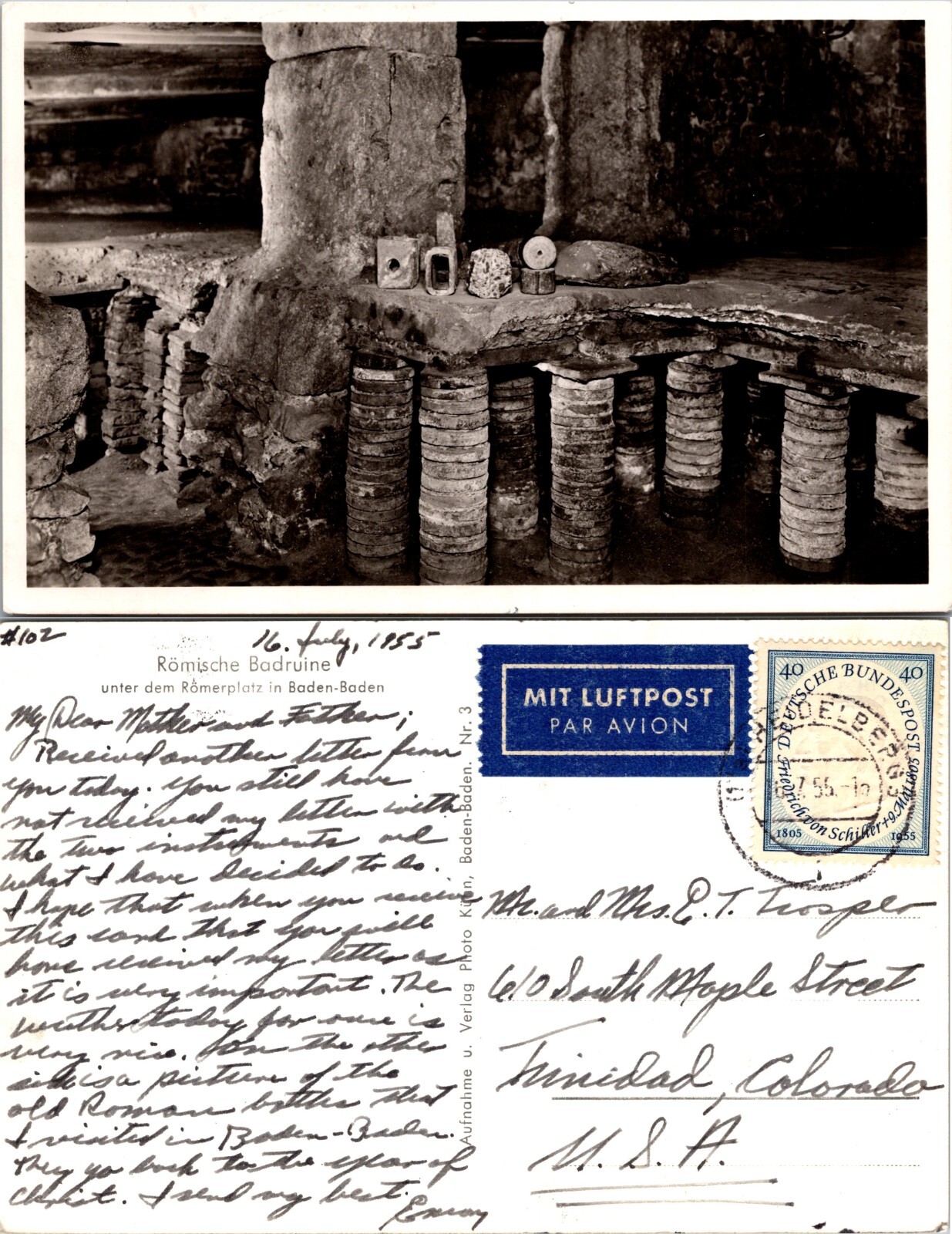 Römische Badruine Baden Baden Postcard