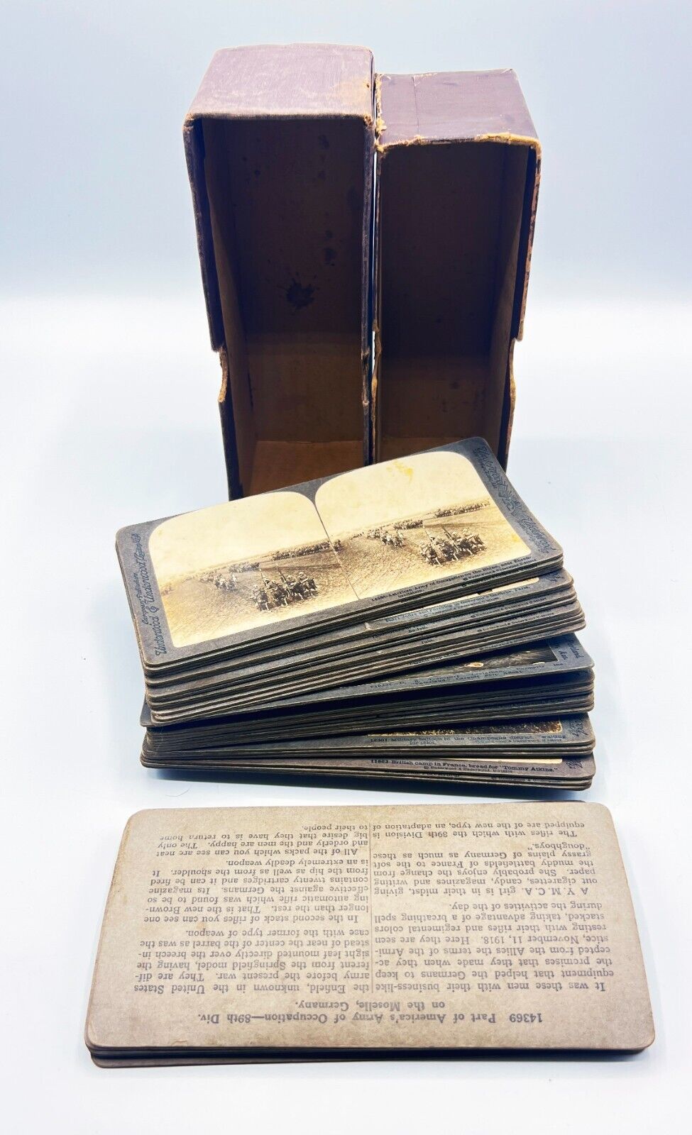 Underwood, European War, Antique Photos 3D Stereo Card Box Set for Stereoscope