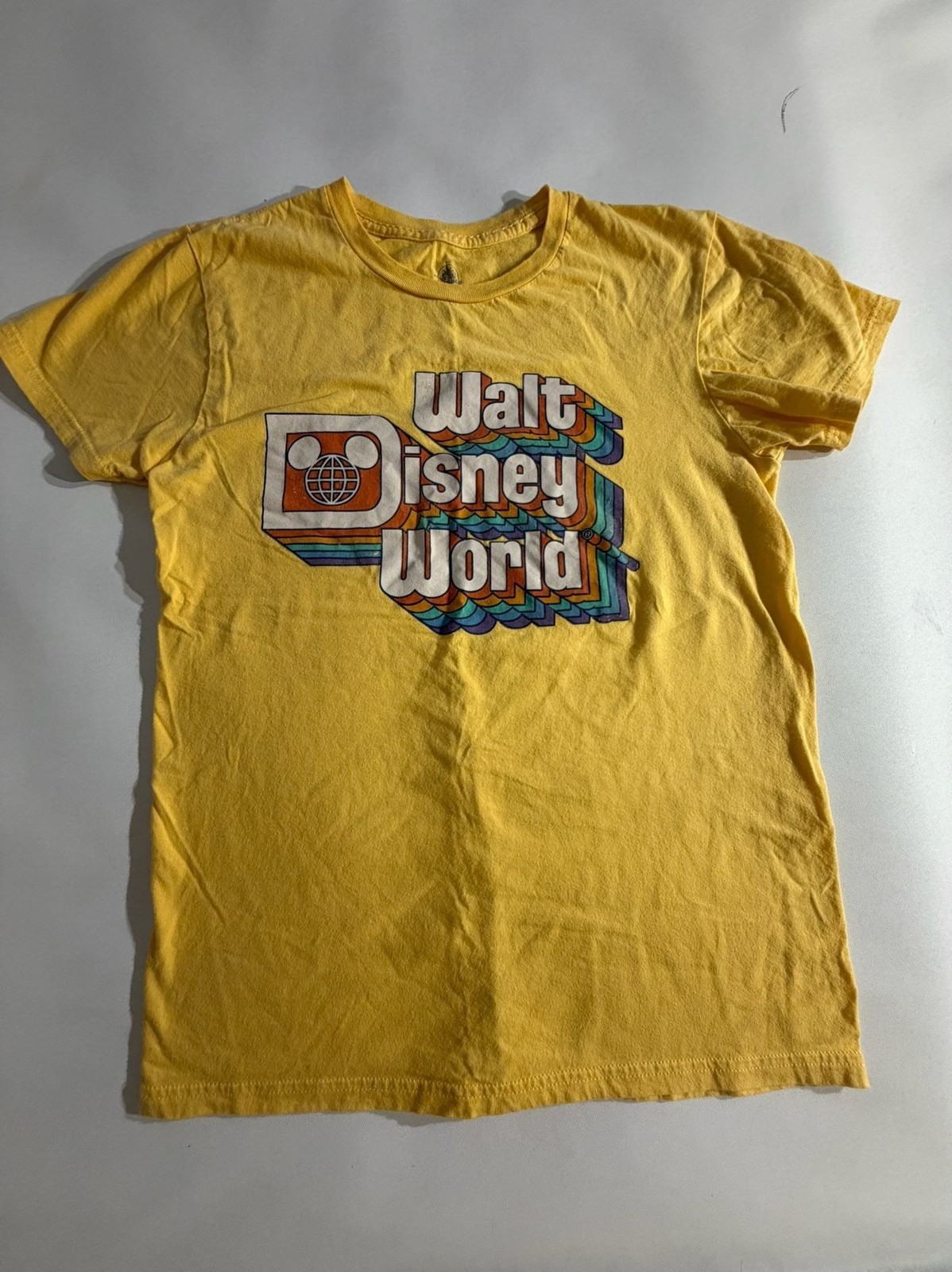 Disney Parks Walt Disney World Retro Logo Yellow T-shirt Adult Unisex X-Large XL