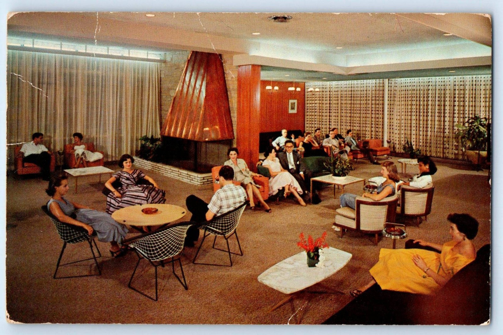 1958 Monticello New York Postcard Kutshers Country Club Section New Lobby Posted