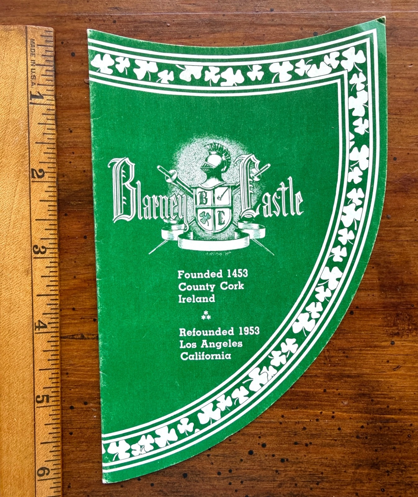 Vintage 1950s Blarney Castle Menu Irish Pub Western Ave Los Angeles CA