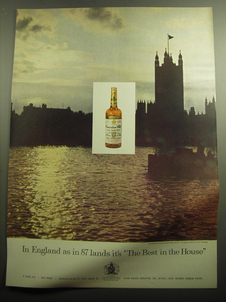 1958 Canadian Club Whisky Ad - In England as in 87 lands it\'s The Best 1958 Canadian Club Whisky Ad - In England as in 87 lands it\'s The Best