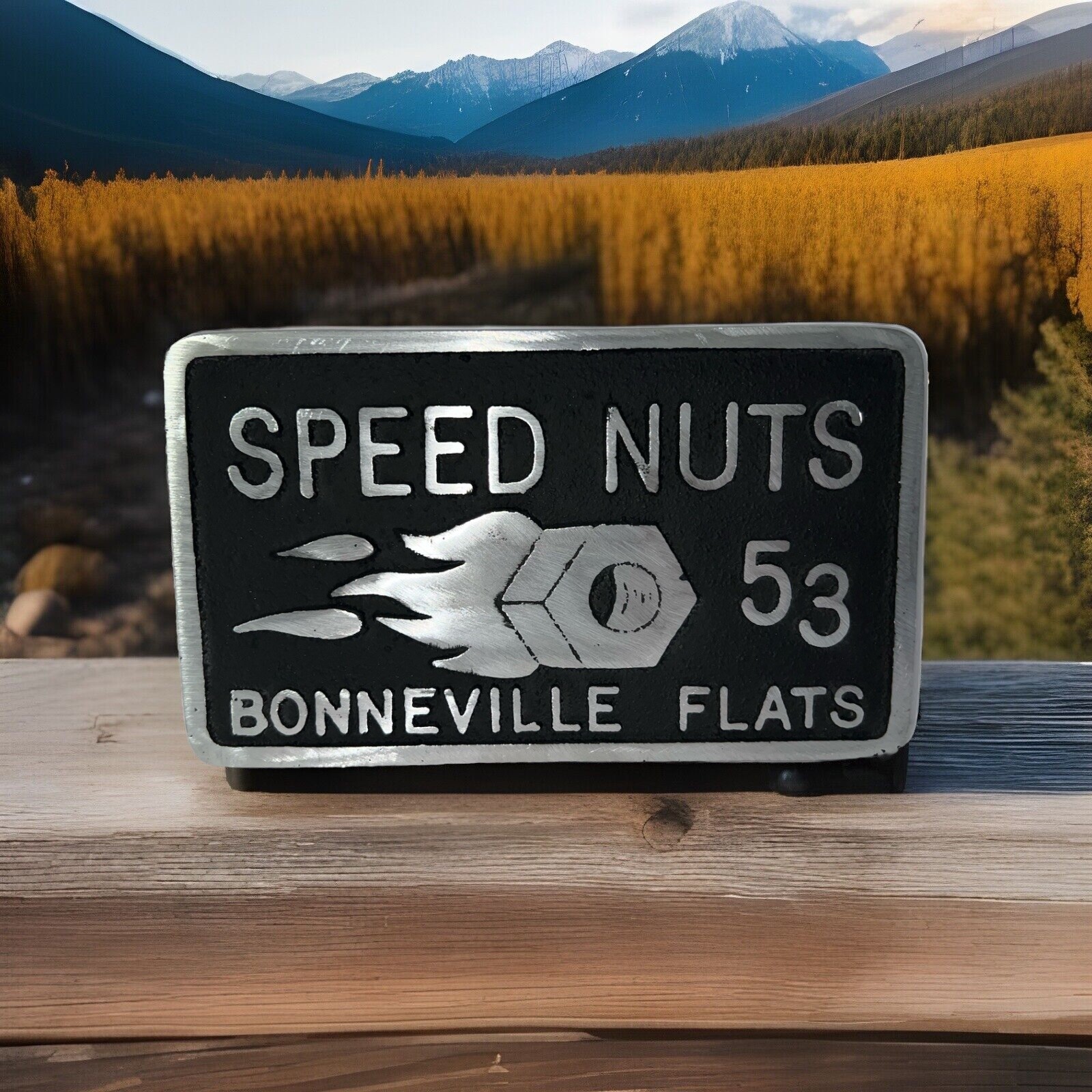 Vintage Cast Aluminum SPEED NUTS 53 BONNEVILLE FLATS Rare Car Club Plaque