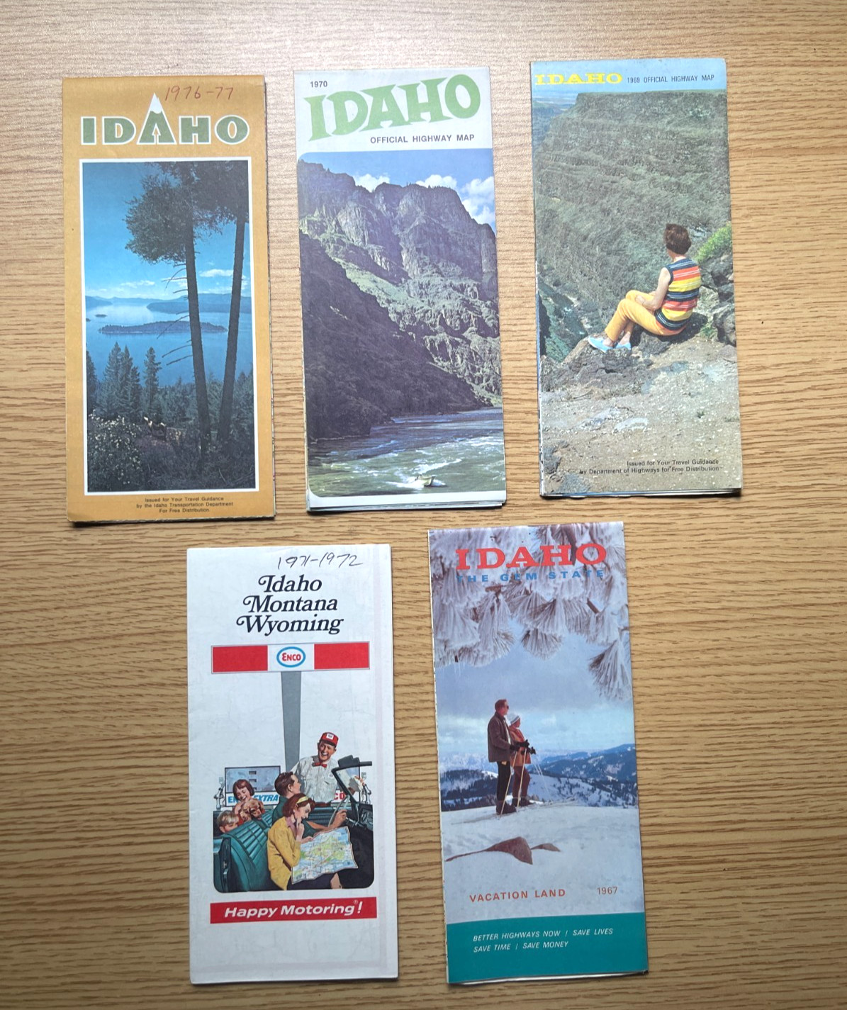 Idaho Official Highway Maps Lot of 5 ~ 1960s/1970s ~ Vintage Nice