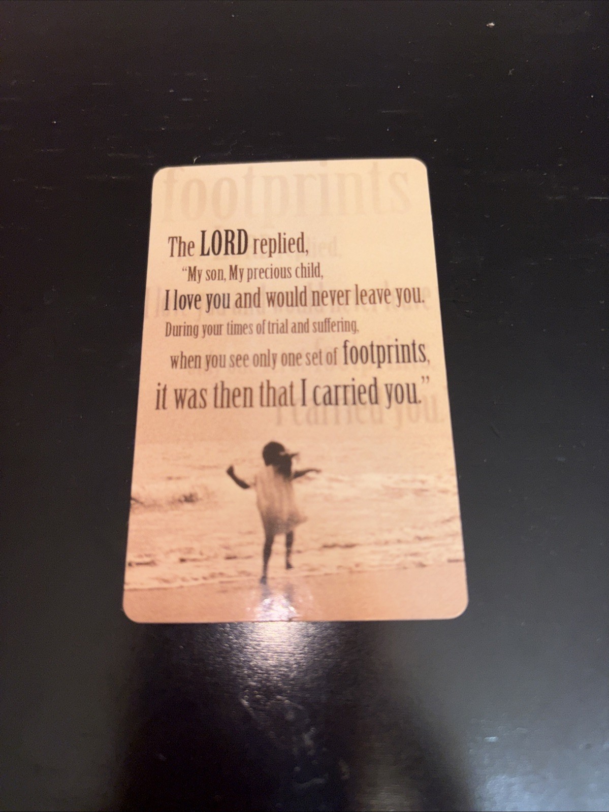Footprints in the Sand Inspirational Religious Quote Prayer Card 3.5 X 2 Inches Footprints in the Sand Inspirational Religious Quote Prayer Card 3.5 X 2 Inches