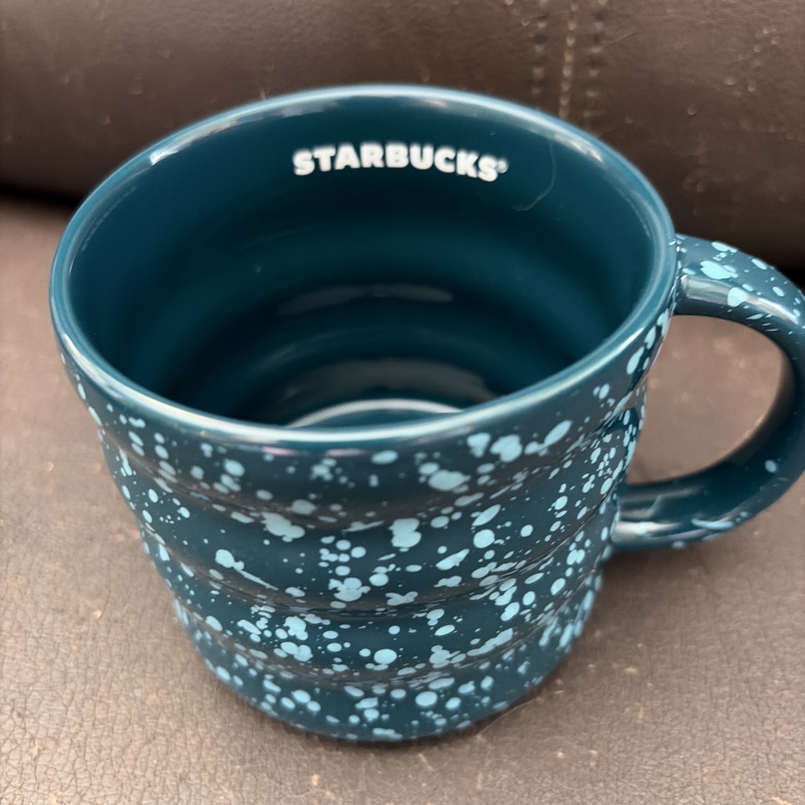Starbucks 2023 Splatter Ceramic Ribbed Coffee Tea Mug with Handle 12oz NEW