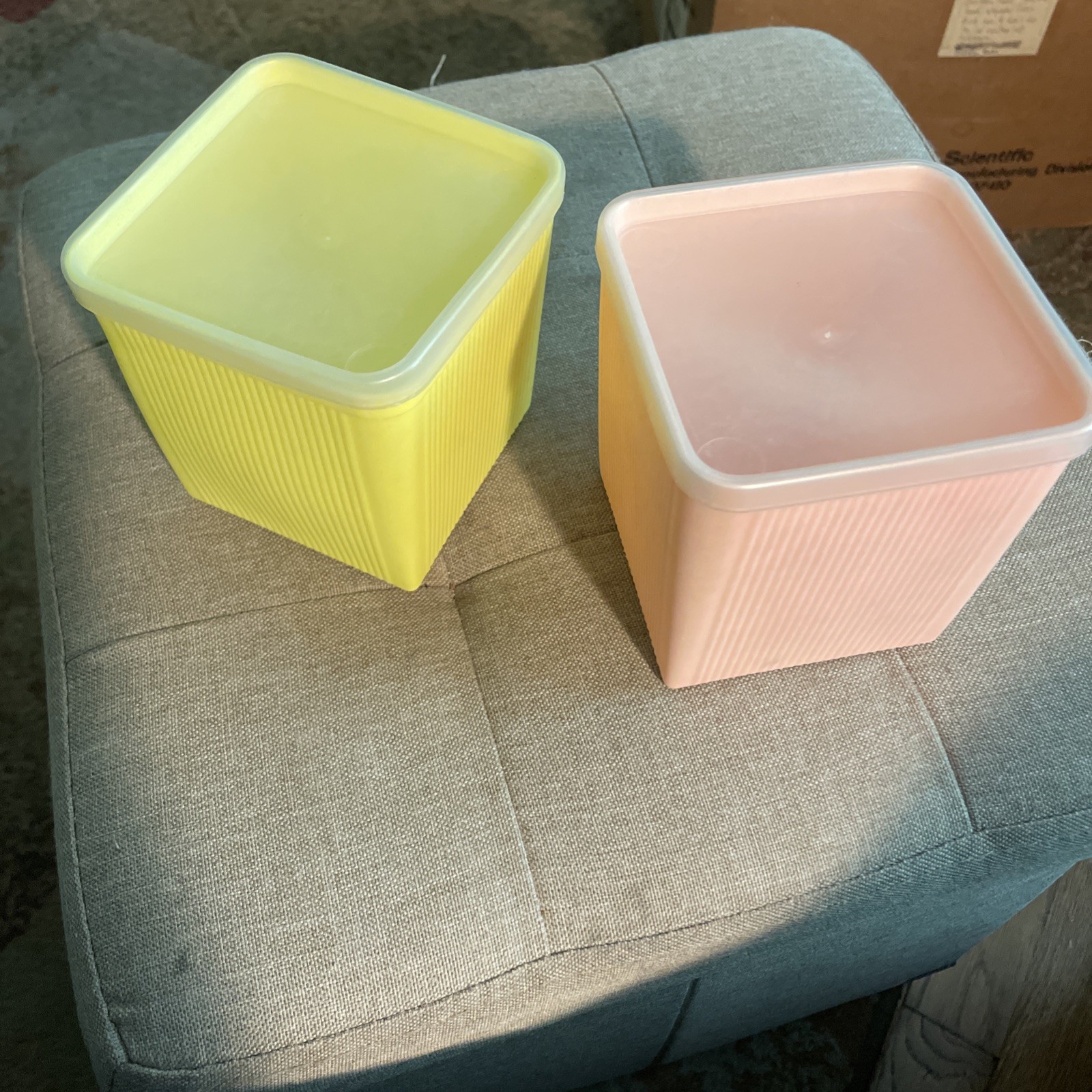 2 Vintage Arnoldware-Rogers Storage Containers  Yellow & Peach