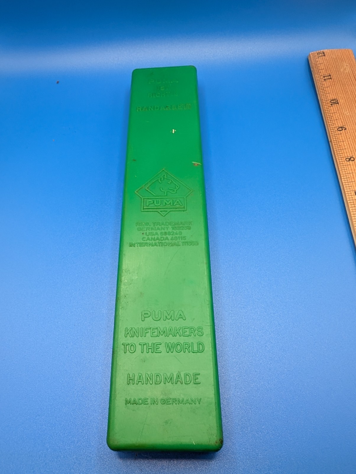 Vintage Puma Knife Empty Green Plastic Box Part For 900 Earl Model Germany Cover
