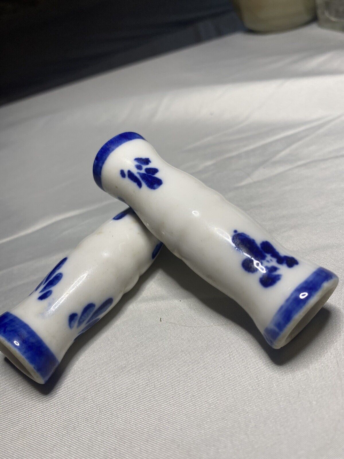 Vintage Chopstick Holders Blue/white Set of 2