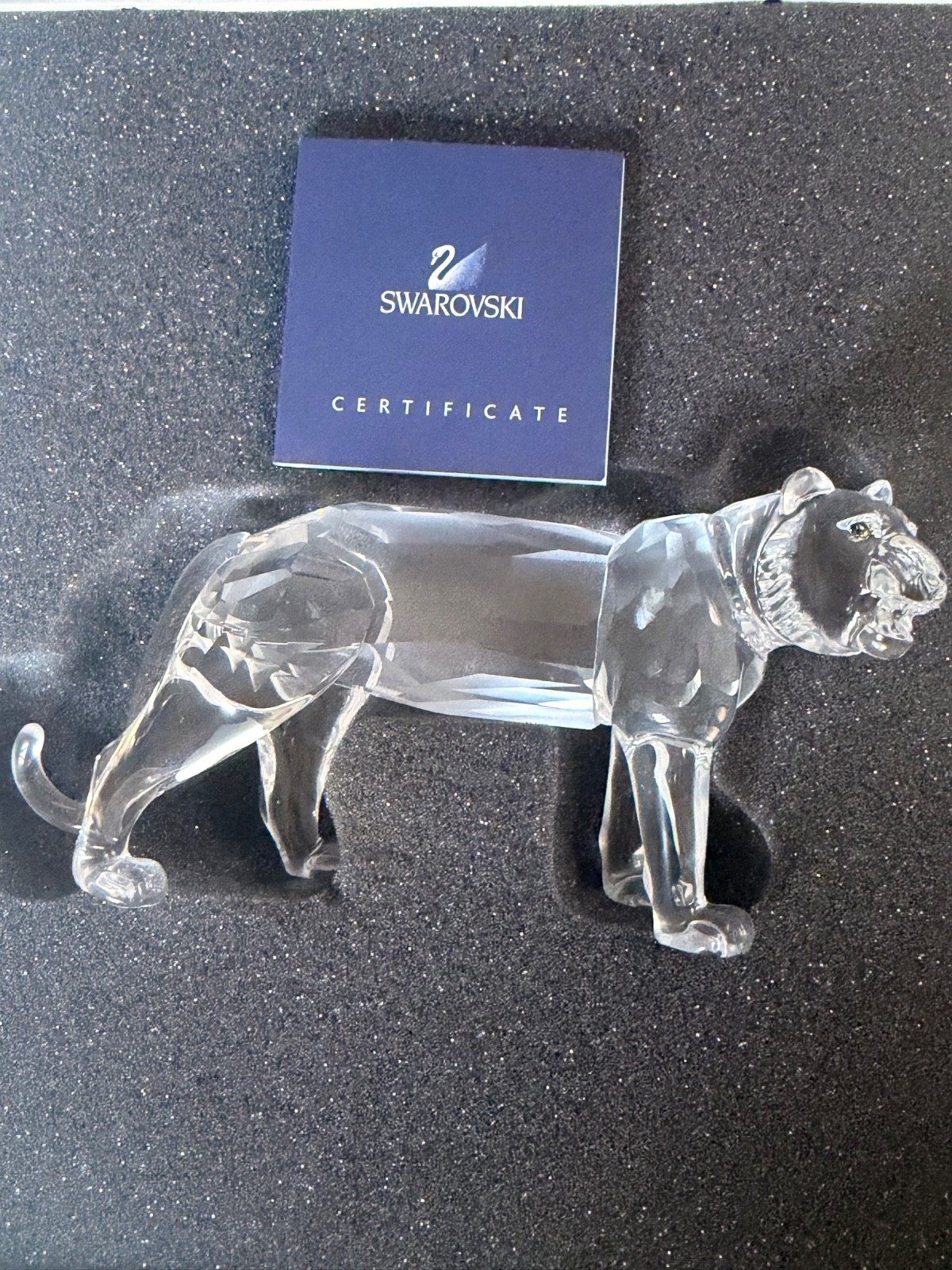 Vintage Swarovski Crystal Tiger Figurine Retired Original Box and COA.