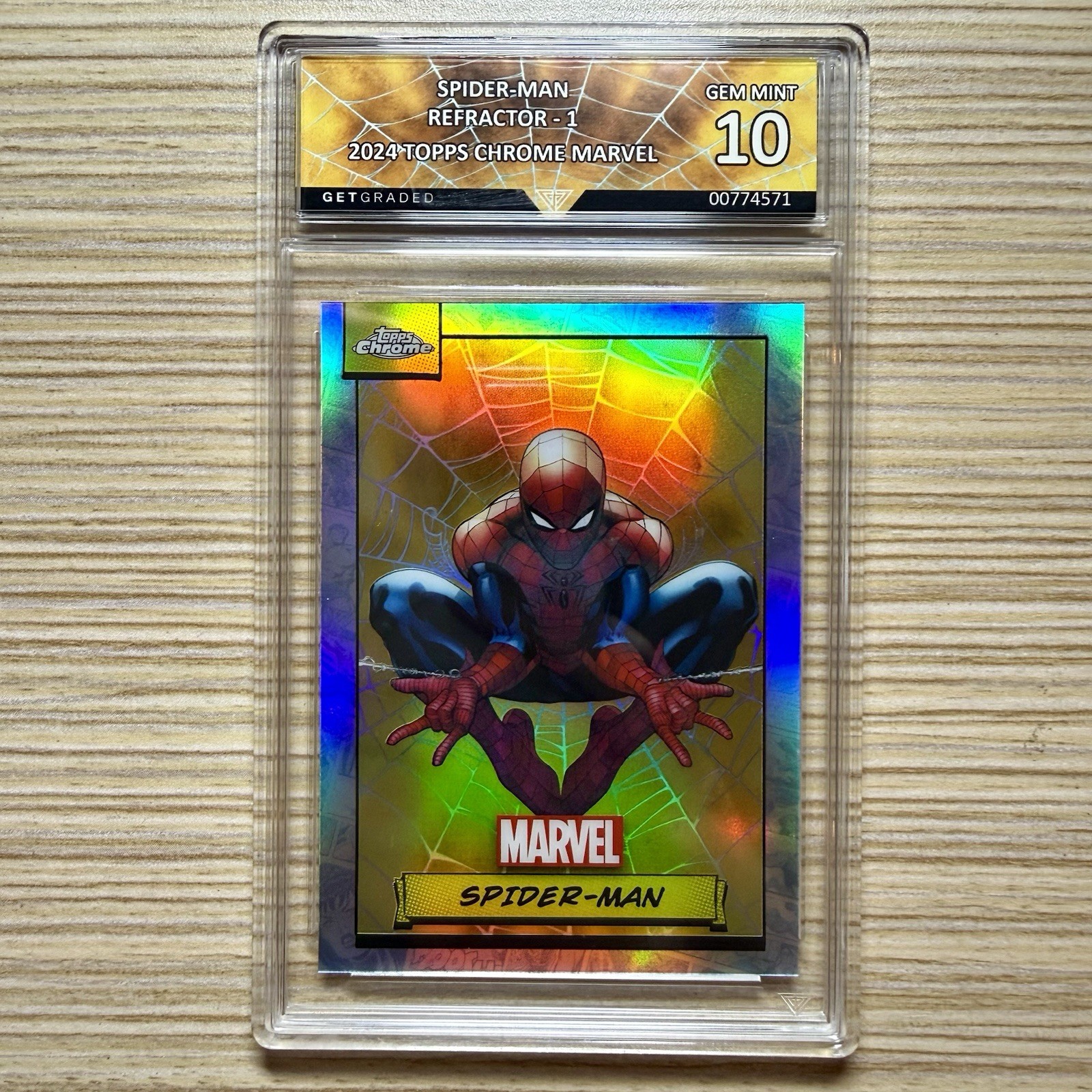 2024 Topps Chrome Marvel Spider-Man Refractor #1 GetGraded 10 GG10 NOT PSA BGS