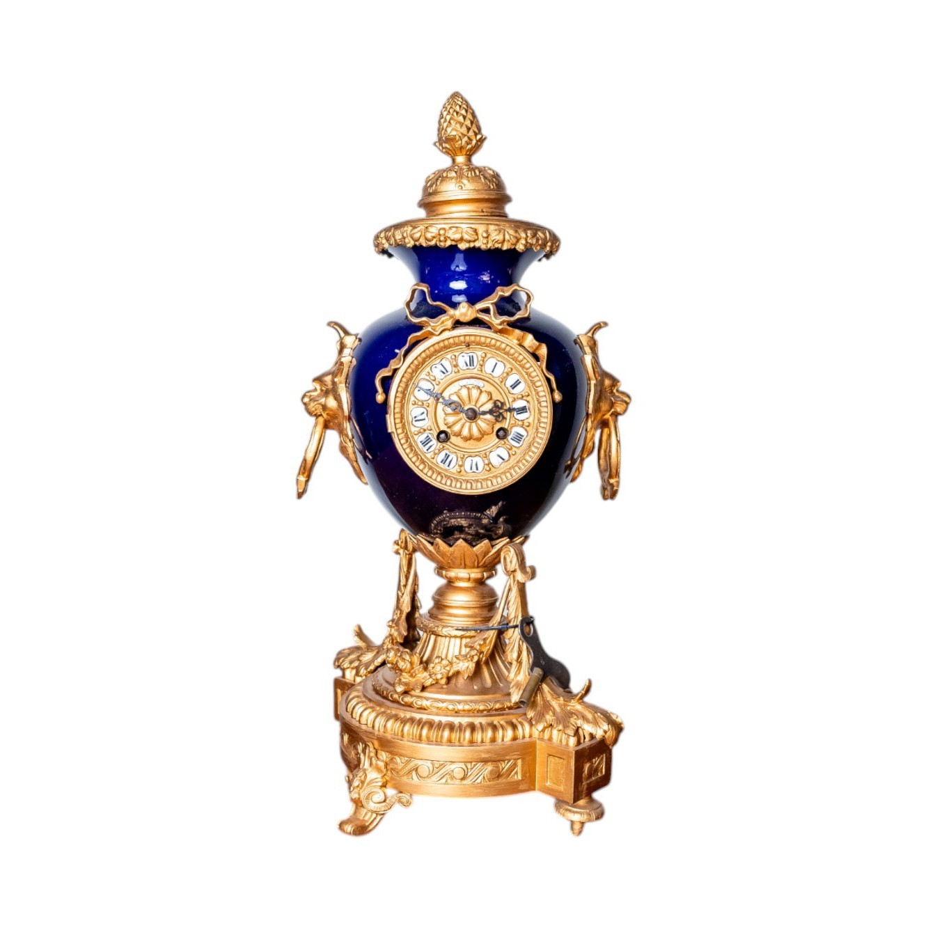 Late 19th C French Louis XV Revival Porcelain & Gilt Bronze Mantel Clock - NW