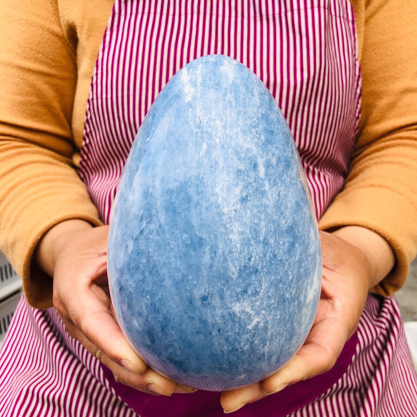 6.42LB Large Natural Blue Celestite egg quartz crystal polished egg healing