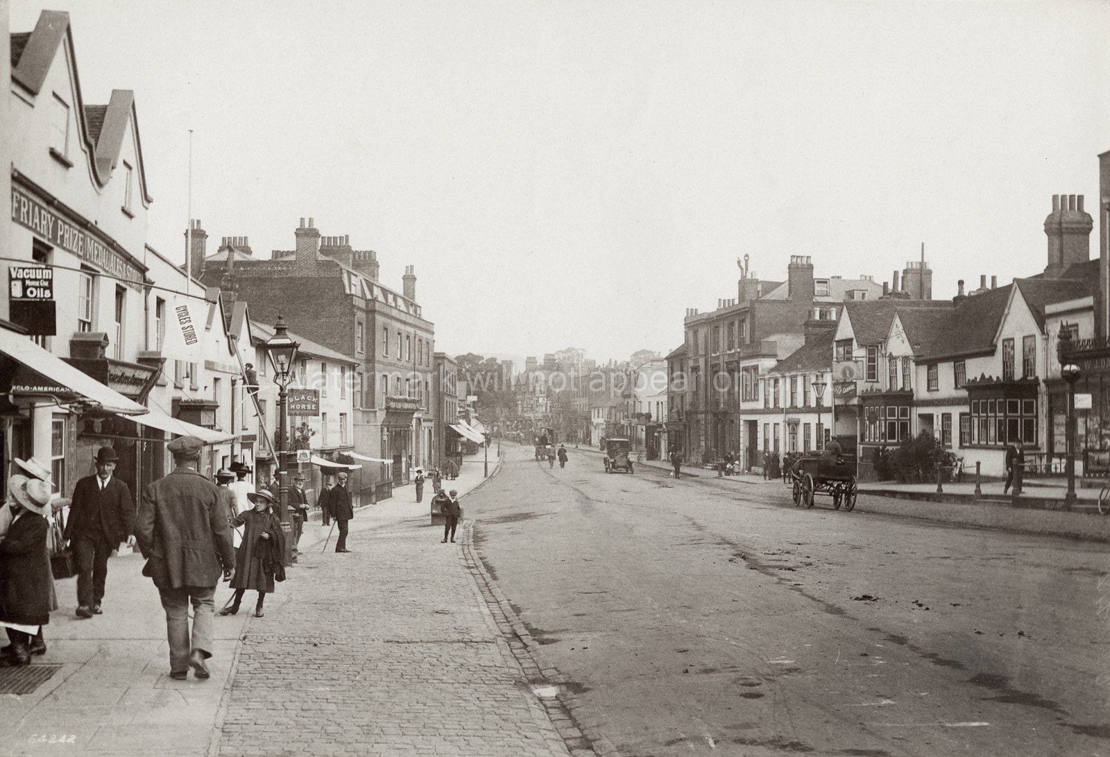 Dorking High Street Surrey England Townscape Shops People Vtg. Photo 19thC.