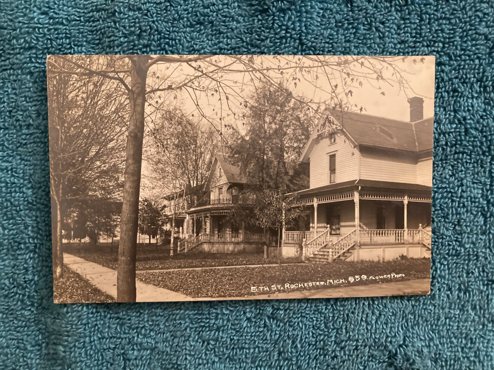 RPPC Rochester Michigan Homes Flower Photo c1910 Blanch Ridley Corydon Indiana