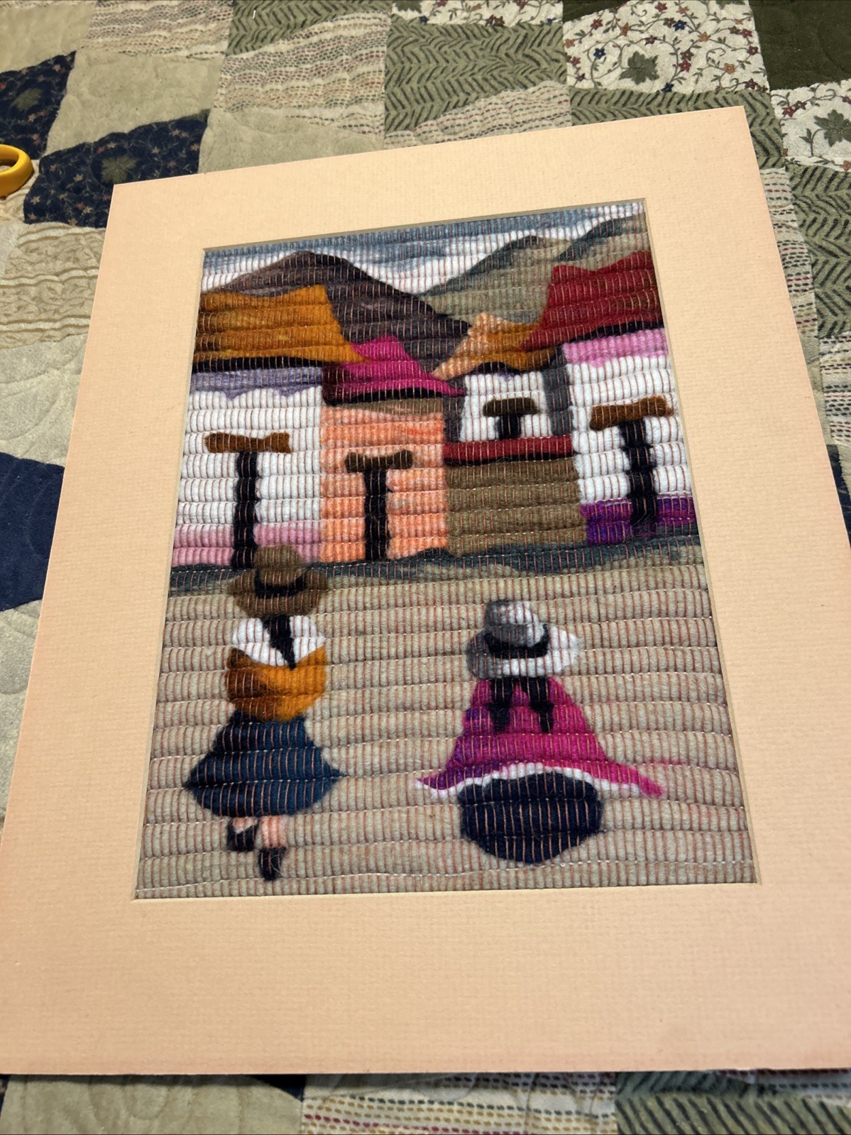 Vintage Peruvian Folk Art Woven Tapestry
