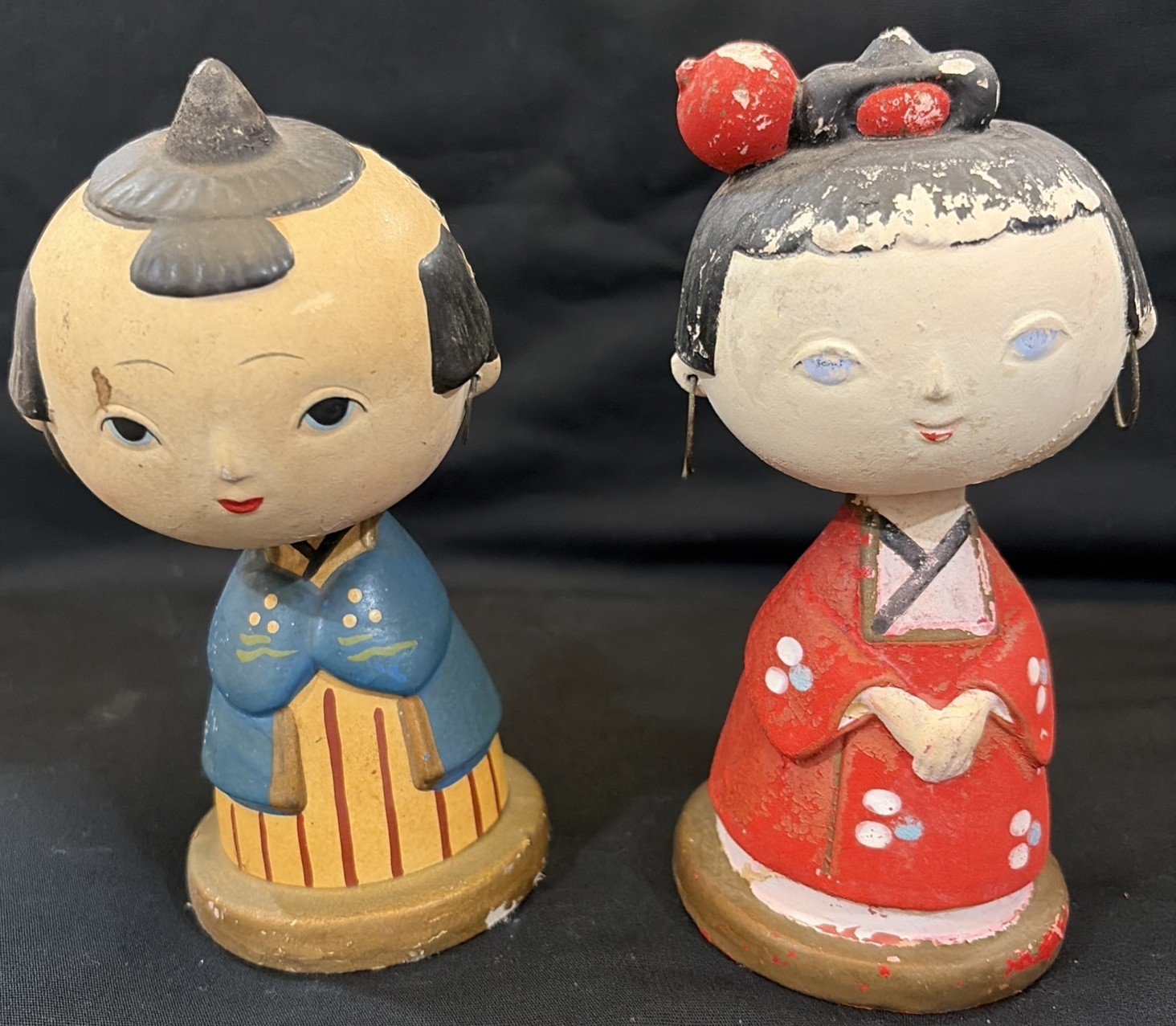Vintage Japanese Bobble Head, Dolls .￼ 6 Inches Tall  . ￼￼￼