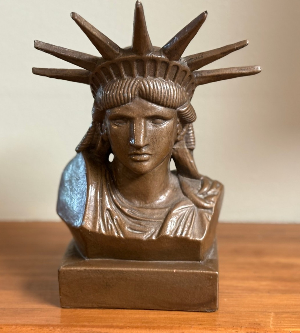 Vintage 1967 Statue of Liberty Head Bust by Austin Productions Cast Metal 