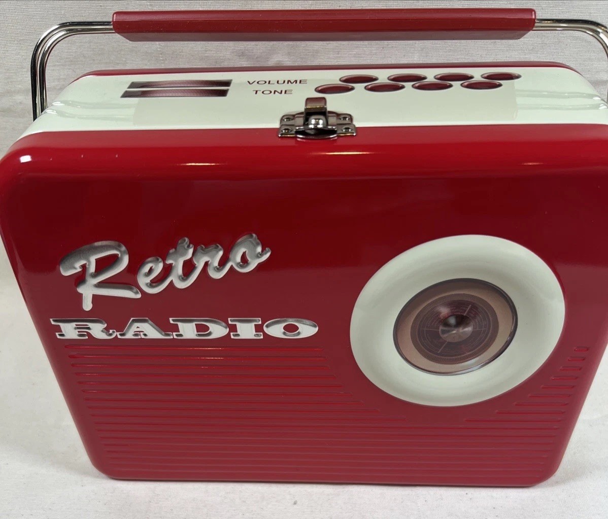 1950\'s Style - RETRO RADIO Red Collectible - Metal Tin  Lunch Box