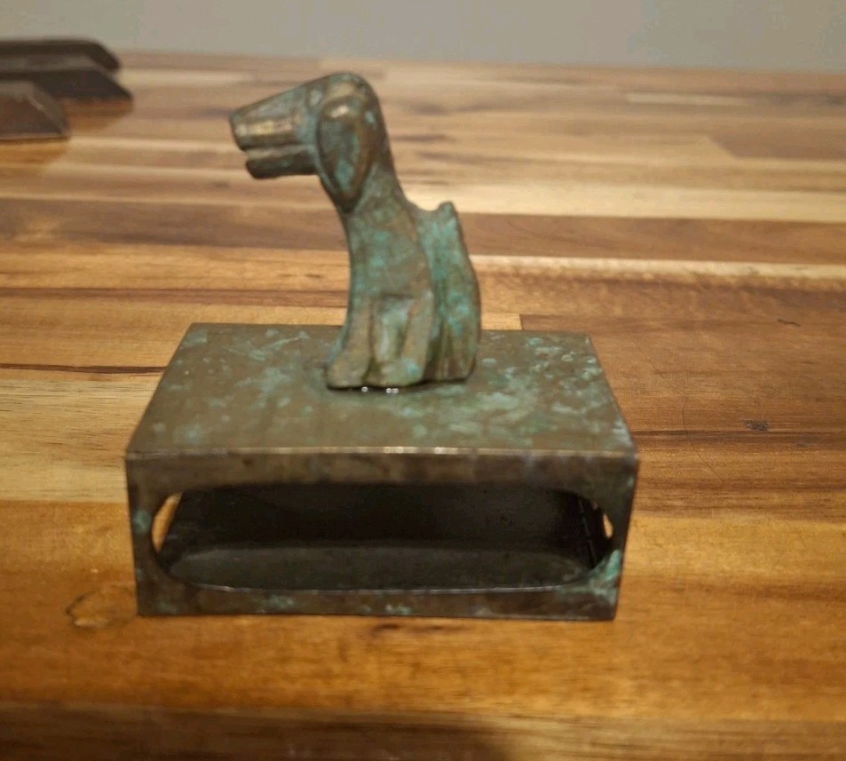Vintage Hagenauer Bronze Sitting Dog Matchbox Holder MCM Art Deco Unique