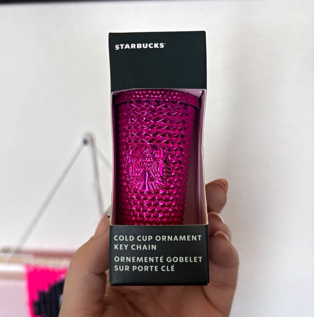 Starbucks Hot Pink Studded Christmas 2022 Ornament