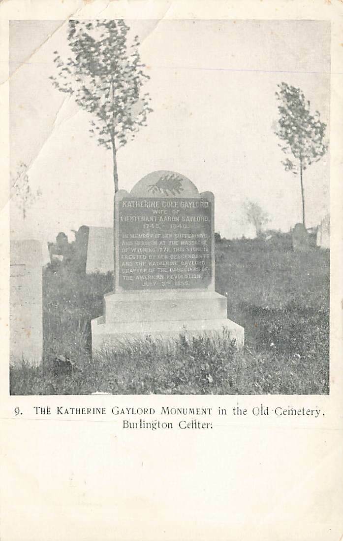 c1905 Katherine Gaylord Monument Old Cemetery Antique c1905 Burlington CT  P128