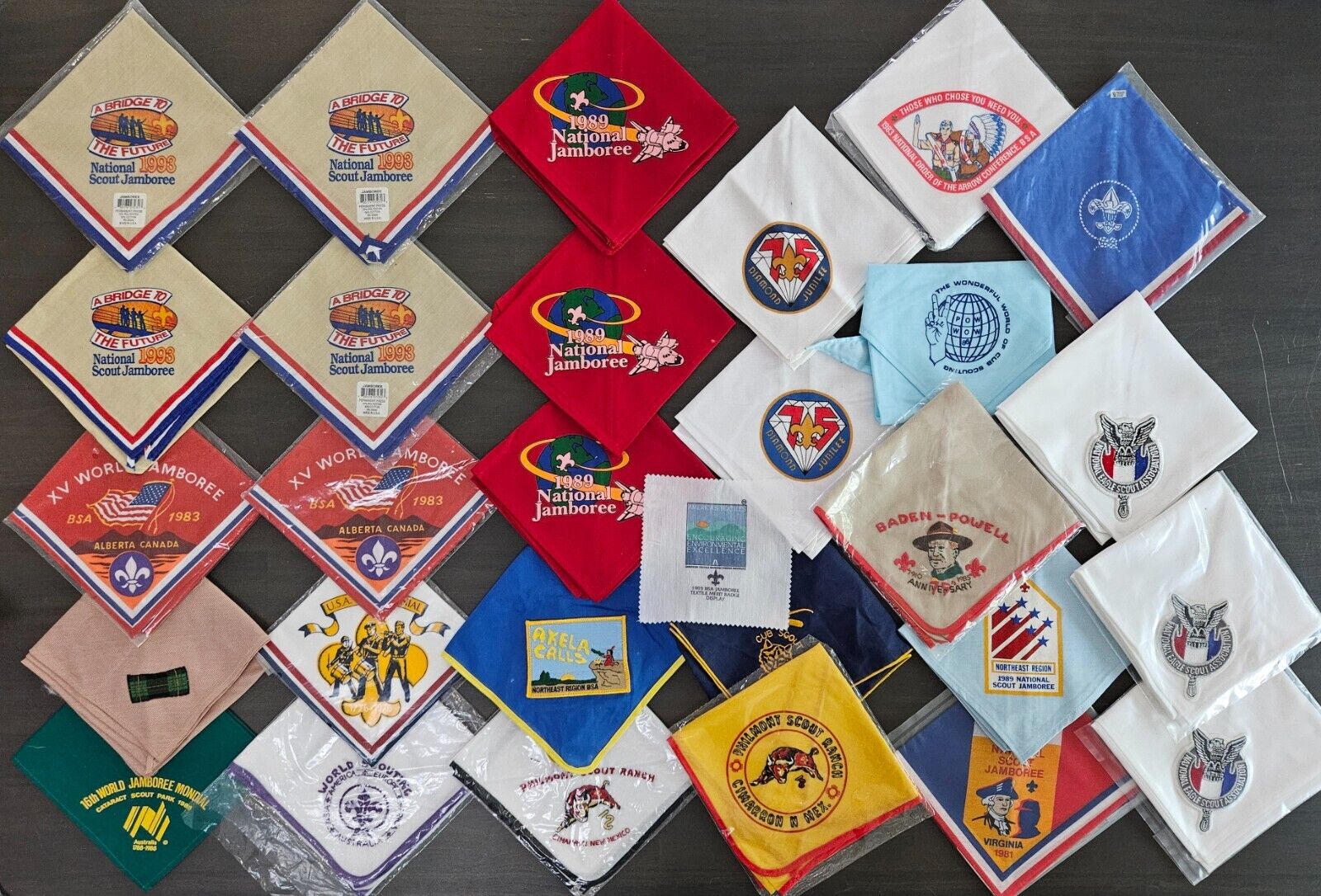 Boy Scouts BSA Large Vintage Philmont NOAC Jamboree Neckerchief Lot of 28