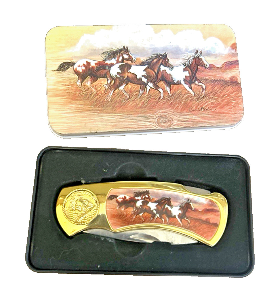 Wild Stallion Vintage Pocket Knife With Tin Case Collector’s
