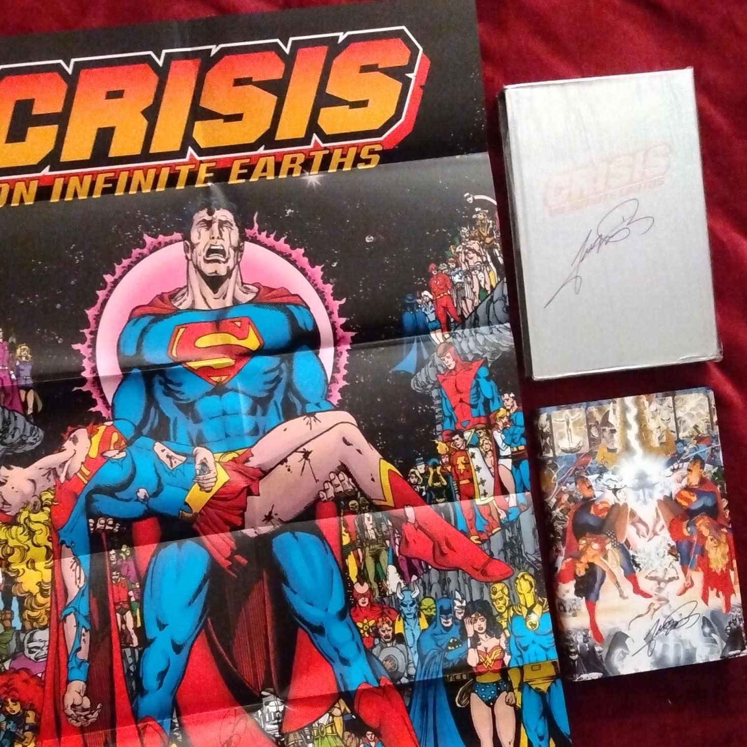 Crisis On Infinite Earths Hardcover Slipcase Ed. Triple Signed by George Perez