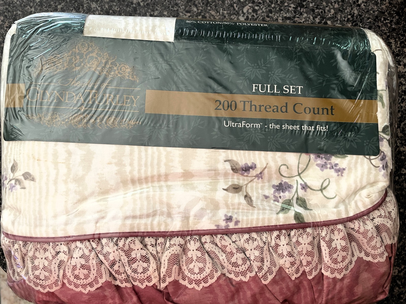 NIP Vtg Glynda Turley Rose Rhapsody JC Penney Full Set Sheets Double Lace Floral