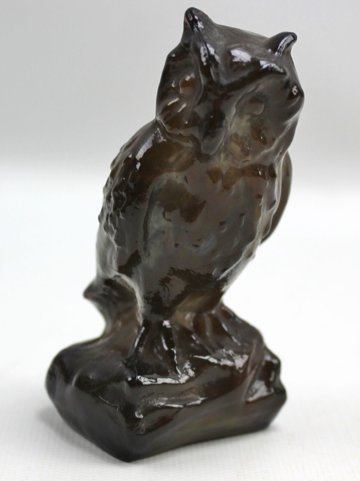 Boyd Slag Colonial Glass Vintage Owl Glass Figurine Brown 