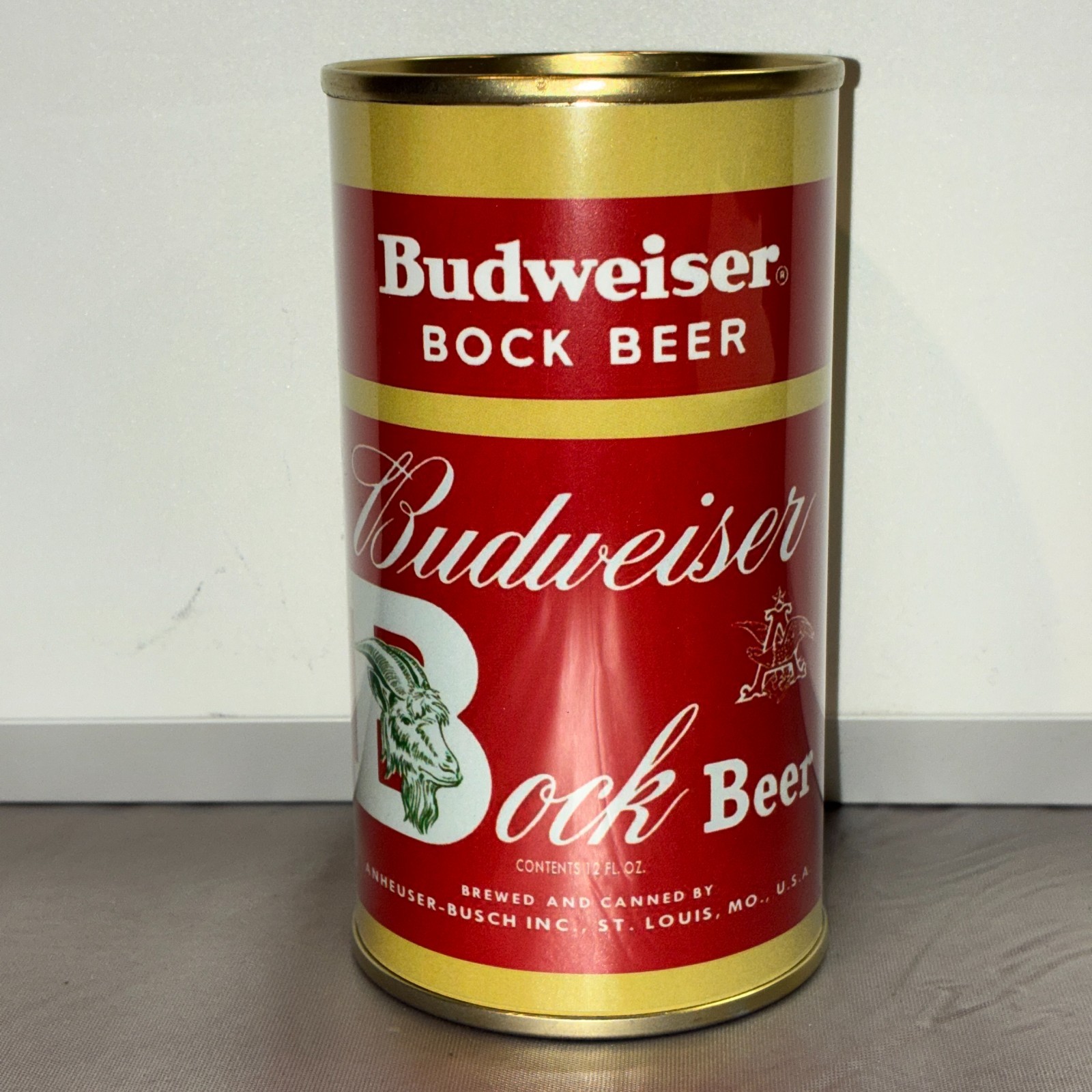 Budweiser Bock REPLICA / NOVELTY beer can, paper label