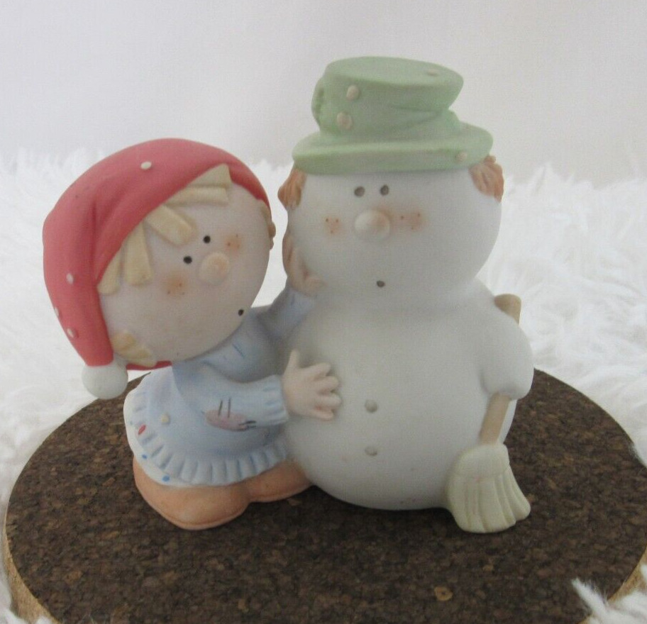 Bumpkins by Fabrizio for George Good 1984 Snowman and Child Figurine Christmas
