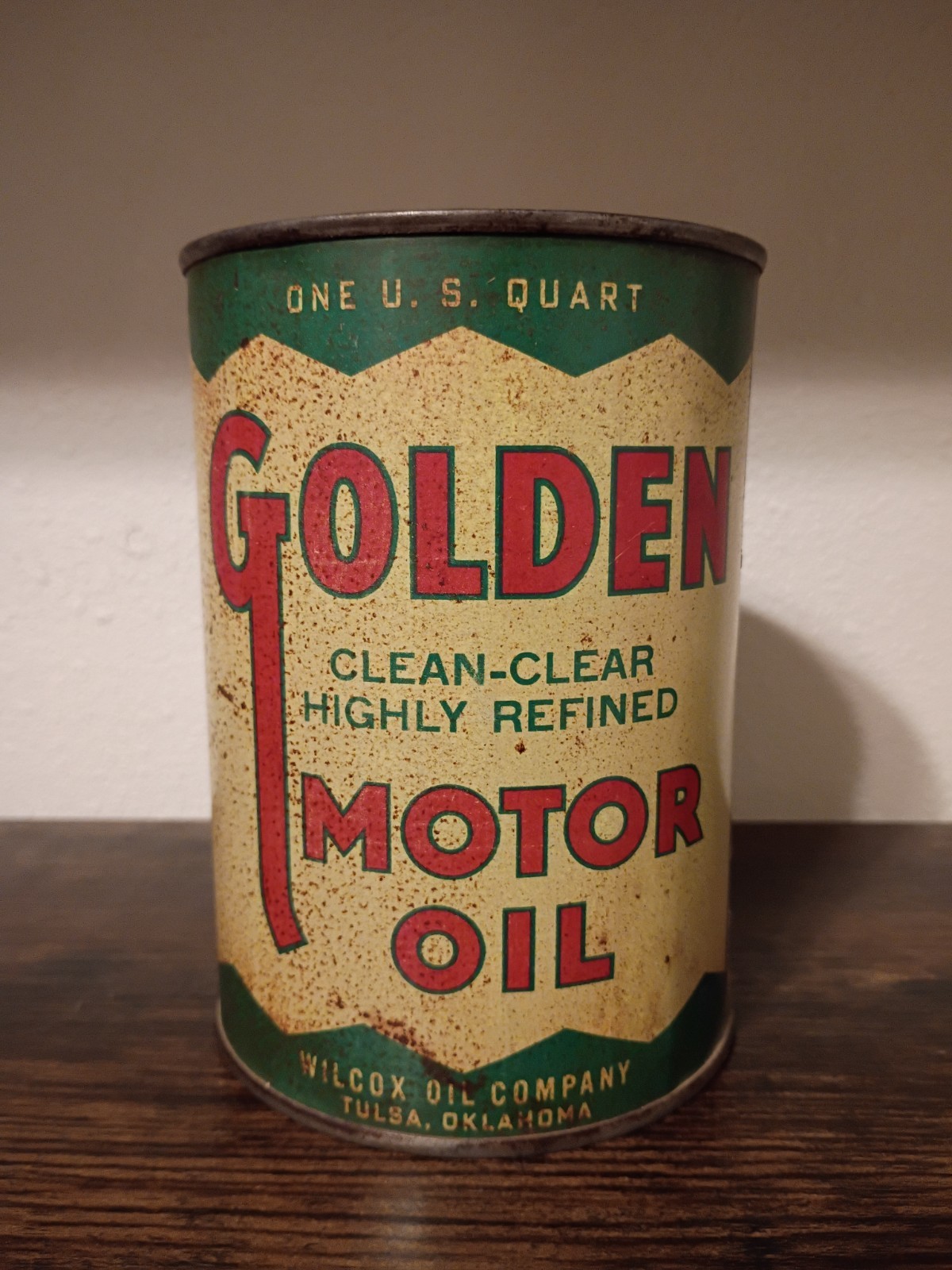 Rare Vintage Golden Motor Oil Can Empty