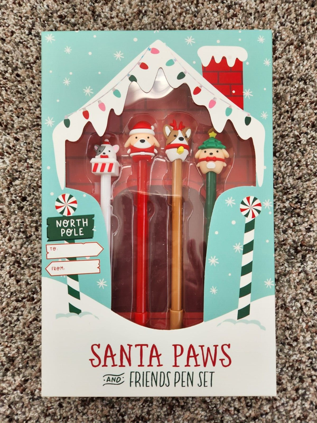 Santa Paws and Friends Pen Set of 4 Gift Boxed Christmas