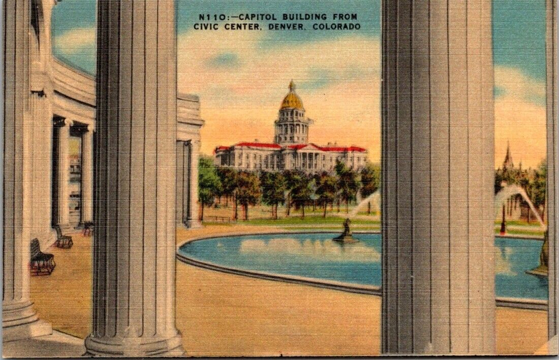 Denver Colorado CO Capitol Building From Civic Center Vintage Postcard Unposted