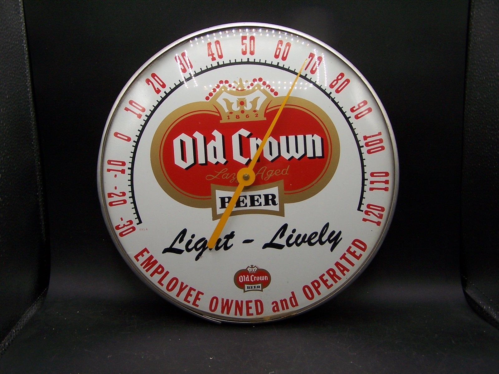 VINTAGE OLD CROWN LAZY AGED LIGHT LIVELY BEER THERMOMETER 12