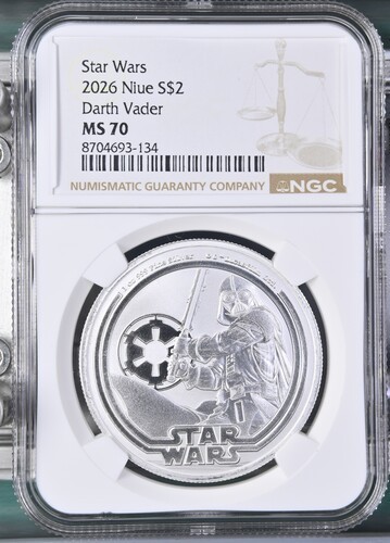 NGC MS 70 Star Wars 2026 Niue $2 Darth Vader Coin 1oz .999 Silver