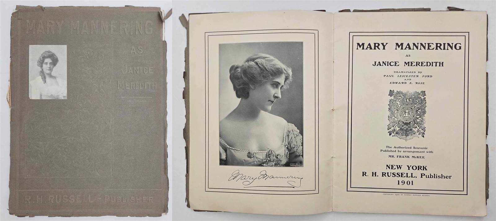 1901 antique MARY MANNERING JANICE MEREDITH THEATER ACTRESS 16pg PHOTO SOUVENIR