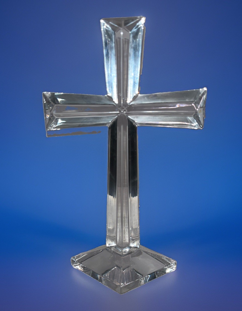 Vintage Mikasa Trinity Clear Crystal Free Standing 10 In. Cross Christian VGC
