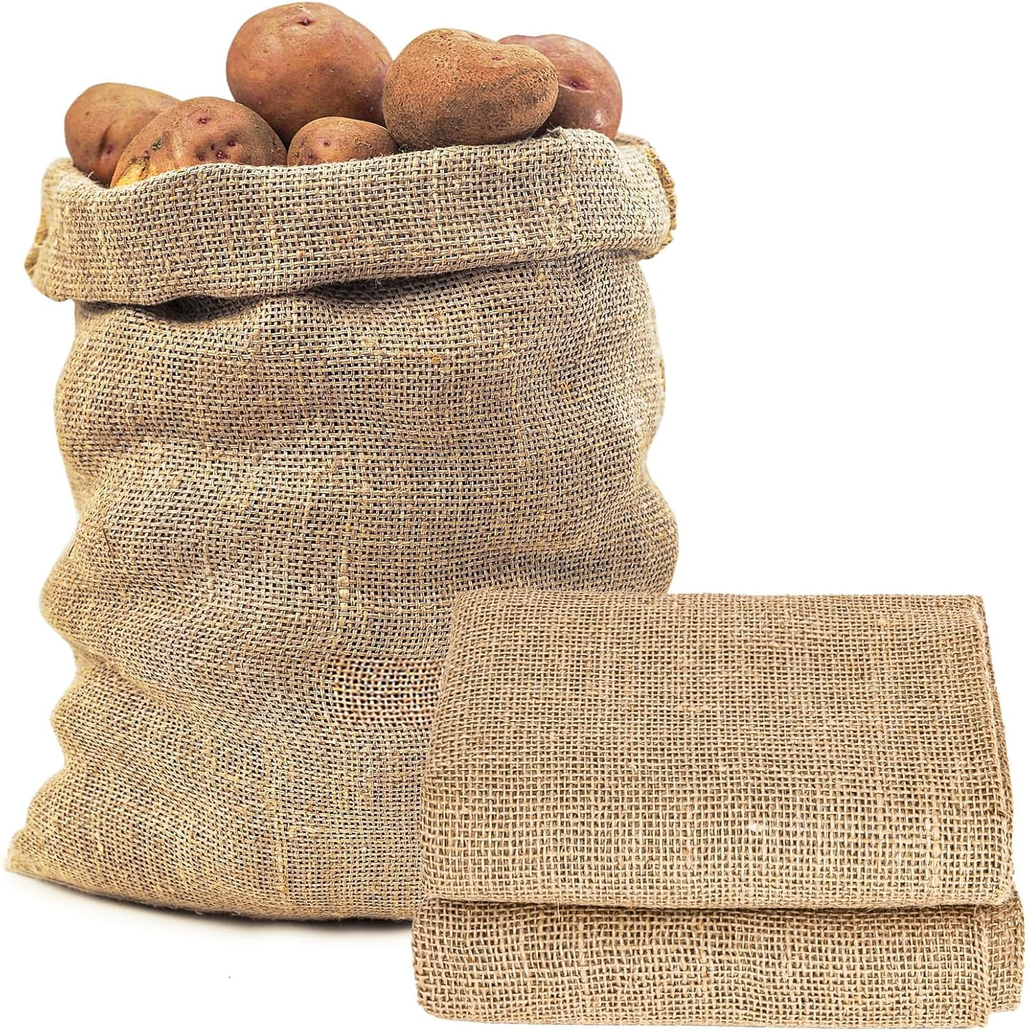 Burlap Plant Grow Bags - 2 Pack Natural Jute Potato Storage Sacks 18.5\