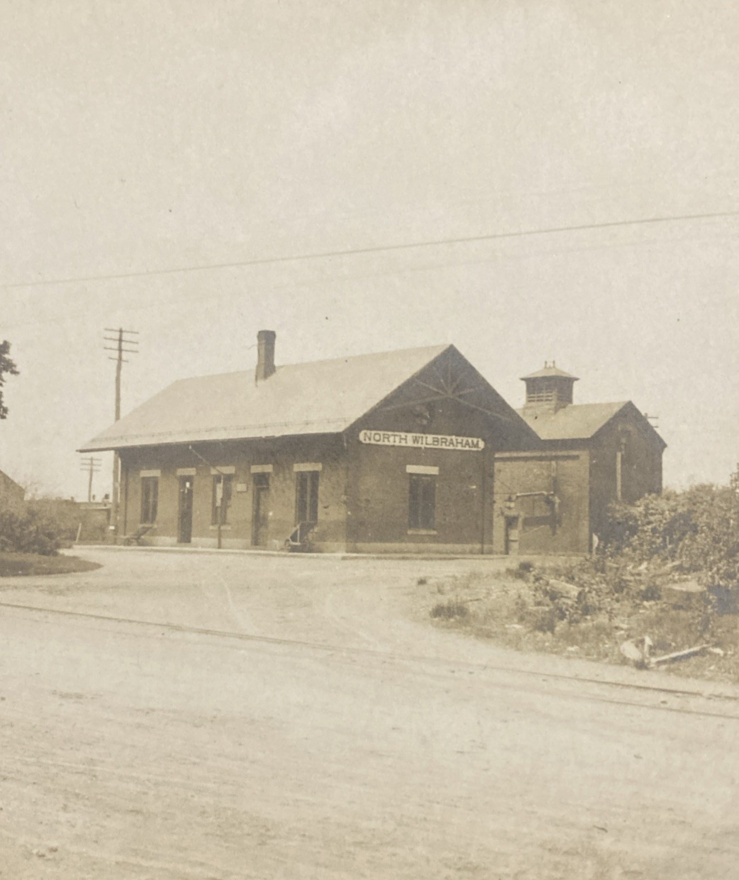 1905 North Wilbraham Mass Railroad Station Train Depot Trolly Car RPPC Postcard