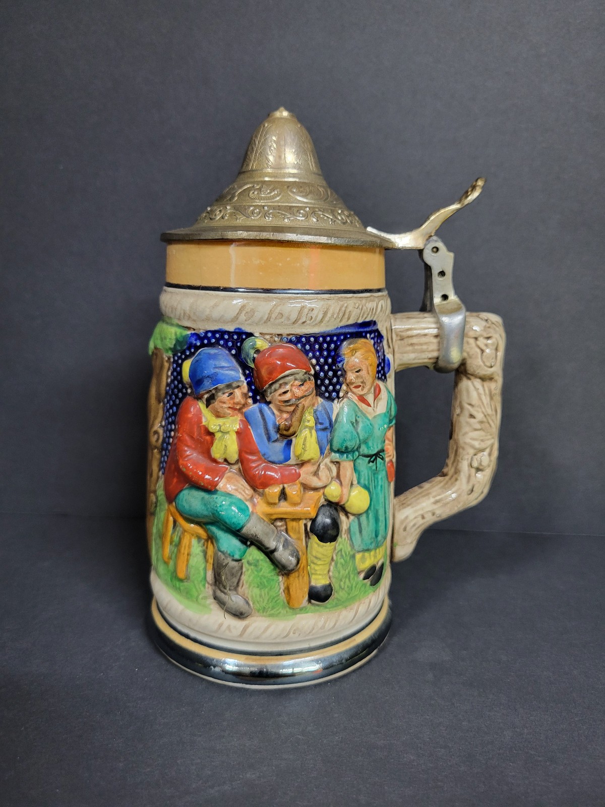 Vintage Ceramic German Style Beer Stein with Pewter Lid, Made in Japan 7\