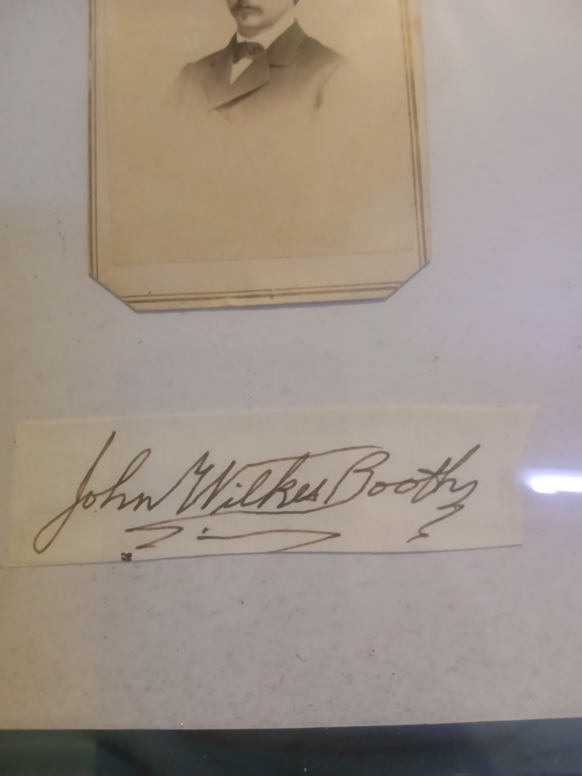 John Wilkes Booth signed autograph cut with cdv John Wilkes Booth signed autograph cut with cdv