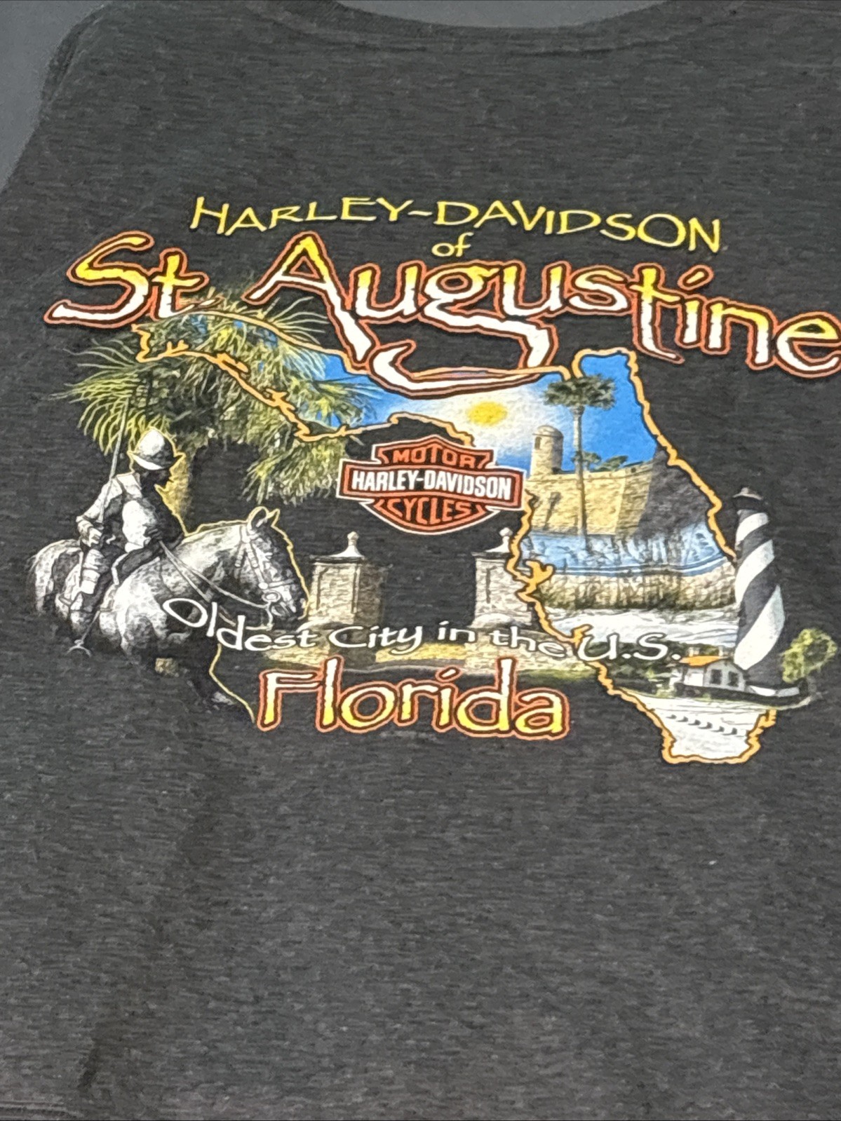 Vintage Harley Davidson St Augustine FL Crewneck Sweatshirt XL Gray RK Stratman