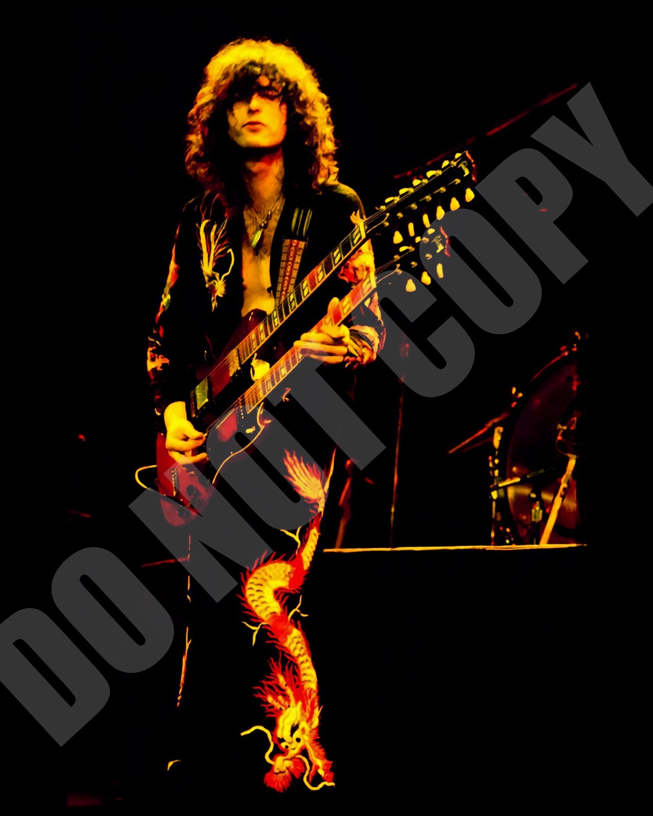 1975 Jimmy Page Led Zeppelin Black Dragon Suit Worn For Concert 8x10 Photo