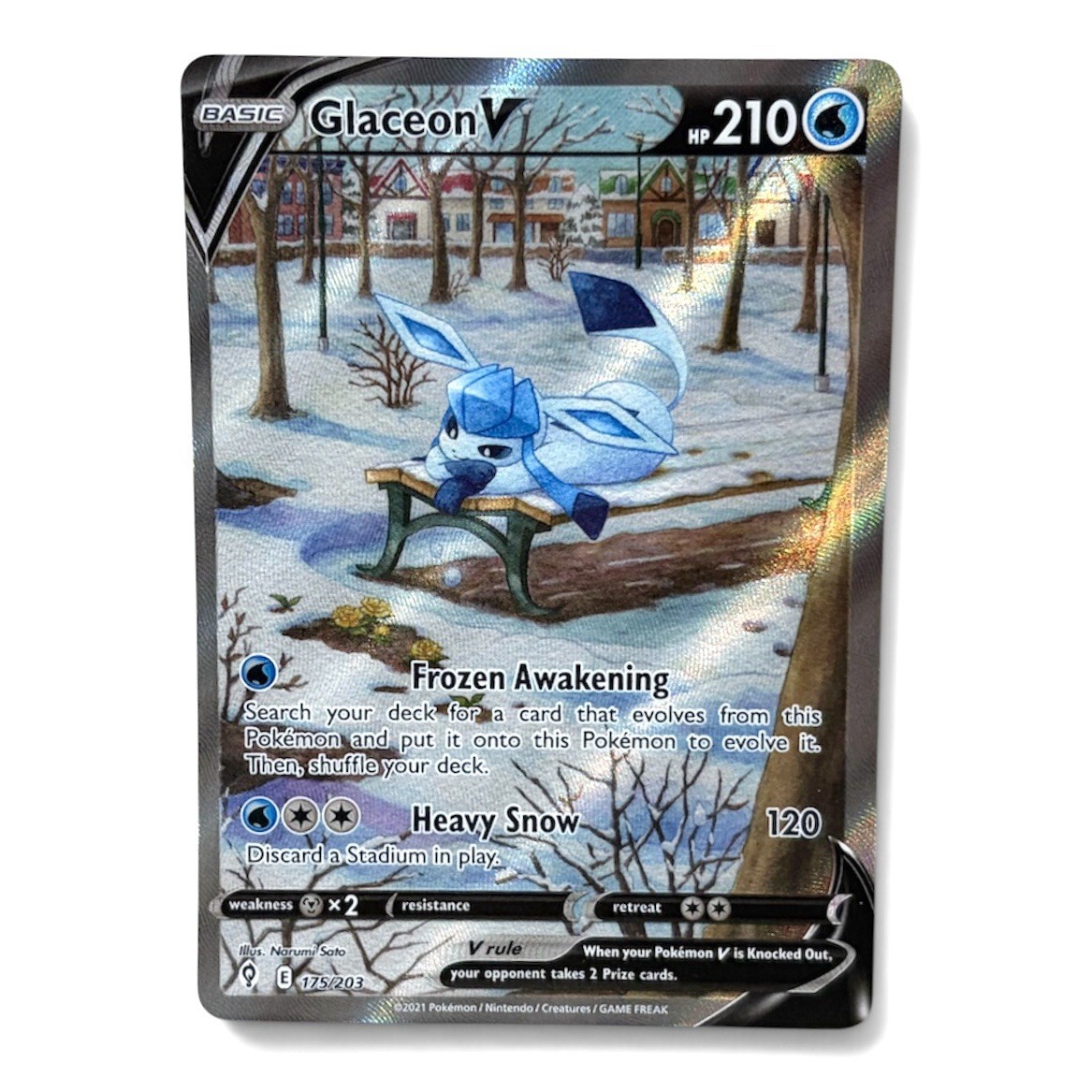 Glaceon V 175/203 Alt Secret Holo Art Evolving Skies Pokemon Card NM