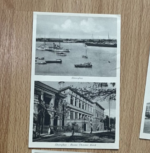 2 Vintage Photos  1900s , Shanghai,  russo Chinese bank,  Antique