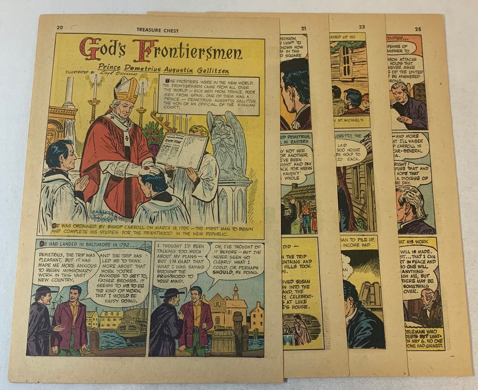 1958 six page cartoon story ~ PRINCE DEMETRIUS AUGUSTIN GALLITZEN